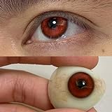 farbige Kontaktlinsen, rot,Durchscheinend und glänzend, mit Sehstärke für Halloween Kostüm als Vampir, Karneval, Devil & Cosplay - 2 Stück (1 Paar) rote Augenlinsen Farblinsen (-2.25 Dioptrien)