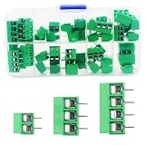 Tkxjry 50 Stück PCB Schraubklemmen, 2-polig/3-polig/4-polig Montage Schraubklemmenblock, Terminal Block Stecker, 5mm Mount Screw Terminal Block, 140 Kontakte, Grün, ABS M