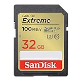 SanDisk Extreme SDHC UHS-I Speicherkarte 32 GB (V30, 100 MB/s Übertragung, U3, 4K UHD Videos, wasserdicht, stoßfest, temperaturbeständig)