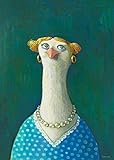 Inkognito Postkarte | Anlass: ''Kunst'', Motiv: Gans mit Perlenkette ''Veronika'' | Künstler: Michael Sowa | Art-Nr.: 5375 | vom Berliner Verlag