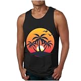 Herren Tank Top Sommer Strandmotiv Tanktop Hawaii Ärmellos Strand Shirt Leichte Rundhals Achselshirts Modisch Sport Unterhemd Outdoor Workout Sportshirt Fitness Bodybuilding Musk