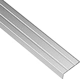 Gedotec Treppen-Kantenprofil selbstklebend | 1 Stück Stufen-Kantenprofil Aluminium silber | 1000 mm | Bodenprofil ungelocht zum Kleben | Winkel-Schutzprofil 25 x 8 mm | Alu-Winkelprofil mit R