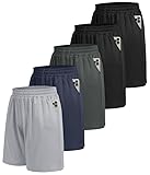 BOOJO 5er Pack Sporthose Herren Kurz Sport Shorts mit Taschen Schnell Trocknend Trainingshose Jogginghose Laufhose für Gym Basketball(Schwarz*2/Dunkelgrau/Dunkelblau/Hellgrau,S)