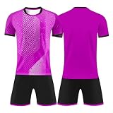 Generisch Personalisierte Fußballtrikot mit GRATIS Name Nummer Team Logo,Kurzarmtrikot Shorts Set,Fussball Jersey Football Trikots für Erw