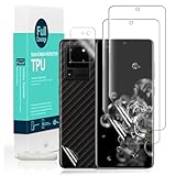 Ibywind Schutzfolie kompatibel mit Samsung Galaxy S20 Ultra 5G,[Kamera Schutzfolie][Carbon Fiber Folie für die Rückseite][Fingerabdruck kompatibel][Blasenfrei]