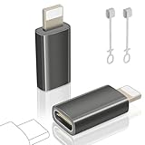 layajia USB C auf Lightning Adapter, Adapter USB C auf Lightning für iPhone 14/13/12/11/iPad/Airpads, Unterstützt Laden/Datensynchronisation, Nicht für Kopfhörer/Audio/OTG, Anti-Lost, 2 Stück, GunG