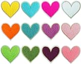 12 Stück Goldene Kanten Lightning Aufbügler Patch Chenille Stickerei Patch zum Aufnähen auf DIY Hüte Taschen Kleidung (Love Heart)