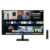 Samsung M5 Monitor S27BM500EU, 27 Zoll, VA-Panel, Bildschirm mit Lautsprechern, Full HD-Auflösung, Bildwiederholrate 60 Hz, 3-seitig fast rahmenloses Design,Smart TV Apps mit Fernbedienung, Schw