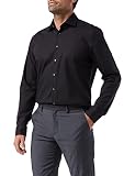 Seidensticker Herren Regular Bügelfrei Kent Langarm Business Shirt, Schwarz, 48 EU