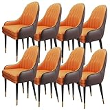 Moderne Esszimmerstühle 8er Set Mikrofaser Leder Küche Schlafzimmer Ehezimmer Balkon Sofa Stuhl Schminktisch Make up Stuhl (Color : Coffee+orange)
