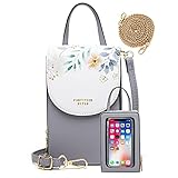 HAWILL Handy Umhängetasche Damen Touchscreen Handytasche zum Umhängen Kleine Schultertasche Leder Crossbody Geldbörse Phone Tasche für iPhone 12/12 Pro Max/11/XR, Samsung Galaxy S21/S20/S10