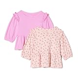 Amazon Essentials x Sofia Grainge Baby Mädchen Strickoberteil mit 3/4-Ärmeln, 2er-Pack, Kleine Marienkäfer/Rosa, 6-9 M