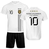 DE FANSHOP Original Personalisiertes Fußball Triko Deutschland Fussball Trikot Hose EM 2024 mit eigenem Namen Ideal für Jung und Alt Herren Jungen Kinder Geschenke für Fans der Nationalmannschaft D5