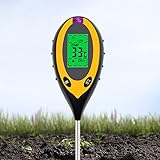 4in1 Boden Feuchtigkeitsmessgerät für Pflanzen, Bodenmessgerät für pH Messgerät, Feuchtigkeit, Licht und Temperatur Boden Feuchtigkeitsmesser, Bodentester für Den Garten & die Landw