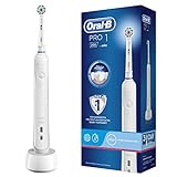 Oral-B PRO 1 200 Elektrische Zahnbürste/Electric Toothbrush für eine gründliche Zahnreinigung, 3 Putzprogamme, Drucksensor & Timer, 1 Sensitive Clean Aufsteckbürste, Geschenk Mann/Frau, weiß
