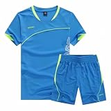 Gemzon Jungen Fußball Trikot Kinder Sportklamotten Trainingsanzug Kleidung Kids Outfit Set Jersey Set Sportshorts, 10-11 Jahre, Himmel Blau (Etikett: 26)