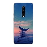 KARTXITAI Hülle Kompatibel mit Oneplus 7 PRO, Stoßfeste Schutzhülle mit Weiche Silikon Bumper Case Handyhülle Anti-Kratzt Transparent Rückseite - Delfine,M