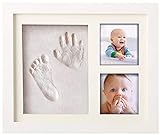 Pookie Boo Premium Baby Hand und Fußabdruck Set selber machen - mit Echtholz Bilderrahmen, Acrylglas & Platzhalter für 2 Babyfotos - Perfekte Geschenkidee für Kleinkinder, Väter und Mü