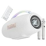 YEAHBOX Sonic Boom Ultra K Karaoke Lautsprecher Bluetooth, Partylautsprecher mit 2 kabellosen Mikrofonen & Mixer, 320W RMS, 3-Wege 5-Treiber System, HDMI ARC, LED Licht, TWS, Outdoor (Weiß)