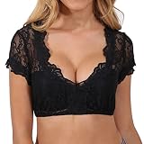 RRGEAR Bluse Dirndlbluse, Kann auch ohne Dirndl getragen Werden weiß schwarz, Spitze Lange Ärmel modern, tolles Geschenk, Kurze Bluse, extravagant, Tracht, Trachtenbluse Dirndl KrüGer Dirndelb