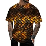 DASONLUE Rundhals T Shirt Herren 3D Druck Sommershirts Urlaub Beach Shirts Mit Fischschuppenmuster Aufdruck Atmungsaktiv Tshirt Kurzarm T-Shirts Lustiges Printed F