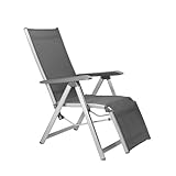Kettler Basic Plus Advantage Relaxliege Aluminium - praktische Klappliege - Liegestuhl verstellbar & leicht zusammenklappbar - wetterfeste Gartenmöbel - silber/
