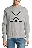 Pullover mit Eishockeyschlägern und Puck, Sport, Baumwolle, Grau, grau, XL
