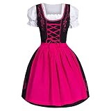 Dirndl Damen - Dirndl Damen Trachten Grosse Grössen Outfit Trachtenkleider Dirndlkleid Dirndelkleider Perfekt Für Fasching Karneval Oktoberfest Outfit Rosa 5XL