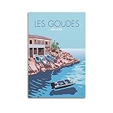 YBHF Vintage-Reiseposter LES GOUDES Marseille-Poster, Wandkunstdruck, Retro-Ästhetik, Raumdekoration, Bürodekoration, 20 x 30 cm, ung