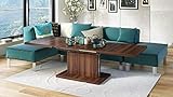 Design Couchtisch Tisch Aston Nussbaum Walnuss stufenlos höhenverstellbar ausziehbar 120 bis 200cm E
