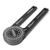 STAHLWERK Winkelmesser 360° Grad Aluminium Gehrungswinkelmesser | Winkelmessgerät | Gradmesser | Winkellineal | Goniometer | Messwerkzeug für präzise Gehrung
