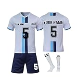 Generisch Personalised Herren Fußball Trikot Football Spieltrikot Individuelles Name Nummer Logo Fußballtrikots Atmungsaktiv Trainingsanzug Jersey Shorts Socken 3 Teilig Sets 4-W