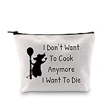 Lustige Kosmetiktasche mit Aufschrift 'I Don't Want to Cook Anymore I Want to Die', Maus-Koch-Tasche, Cartoon-Film-Fans, Geschenk, I Don' T Want To Cook