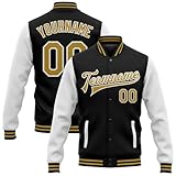 Generisch Personalisierte Herren Baseballjacke Baseball Jacke Oversize Bomberjacken College Jacke Langarm Baseballjacken Teenager Individuelle Namen Nummer Teamnamen Angebote 2025(1-Beige)