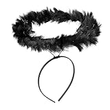 Heiligenschein schwarz- Haarreif für schwarze Engel mit Federkranz - gefallener Engel - Kostüm für Halloween Fasching Gothic Party - Partyzubehö