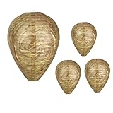 Wespennest Lockvögel, hängende Wespennest, papierähnliche Baumwoll-Bambusfaser, Wespen, Hornissen, gelbe Jacken für Gärten, Decks und Pools, wetterbeständige Insektenabschreckung (Braun, Papier, 4