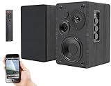 auvisio Aktivboxen: Aktives Stereo-Regallautsprecher-Set, Holz-Gehäuse, Bluetooth 5, 120 W (Lautsprecher Aktiv, Aktivboxen Bluetooth, Lautsprecherkabel)