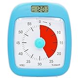 Yunbaoit Visueller Timer mit Uhr und Nachtlicht, VT07S 60 Minuten Countdown Timer für Kinder Erwachsene mit Alarm bei Niedrigem Batteriestand und Optionaler Alarm(Blau)