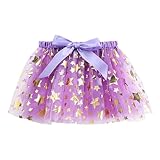 T Shorts Mädchen Kinder Mädchen Urlaub Party Ballett Röcke Kostüm Party Stern Pailletten Tüll Tanz Rock Geldbeutel (Purple, 4-6 Years)