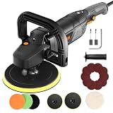 PLS03A Poliermaschine, 1500 W, Dual-Action-Poliermaschine, 180 mm/150 mm Exzenter-Poliermaschine, 6 variable Geschwindigkeiten 600–3000 U/min, Auto-Poliermaschinen-Set für die Autoaufbereitung