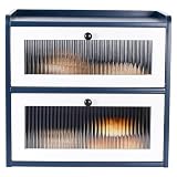GUUSII HOME Brotkasten Groß Zirbenholz Eco Brotbox Küche Holz Gross Brotaufbewahrung 2 Etagen Brotkästen XL 36x24x34cm Beste Aufbewahrung für Brot mit Magnetisch Acryltür Bread Bin(blau)