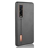 HAOYE Hülle für Oppo Find X2 Pro Ultra-Slim Silikon Case Cover, Leder-Look Retro Hülle, Dünne Handyhülle Schutzhülle, Stoßfeste Etui Handy-Tasche Backcover Bumper, Schw