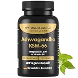 Bio Ashwagandha KSM-66 Premiumrohstoff, 600 mg pro Kapsel, 180 Kapseln (reicht für 6 Monate), laborgeprüft, vegan, hochdosiert & in Deutschland herg