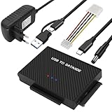 MEIRIYFA USB 3.0 auf SATA/IDE Konverter Adapter, IDE SATA auf USB + Typ C Externe Festplatte Adapter Datentransfer Konverter Kit für 2.5'/3.5' Zoll SATA HDD/SSD & IDE HDD mit 12V/2A N