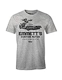 Zurück in die Zukunft Herren T-Shirt Emmett's Custom Autos Delorean grau - L