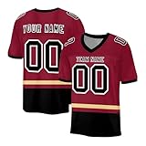 Personalisiertes American FootballTrikot Custom Football Jersey Personalized Printed Team Name & Number Oberteile für Herren Damen Jugend Unisex Schnelltrocknend Atmungsaktiv T Shirts(#A 1)