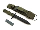 KOSxBO® BW Messer 26,5 cm - Multipurpose Militär Kampfmesser mit Schleifstein - taktisches Kampfmesser - Jagdmesser - Outdoor - Freizeitmesser grün schwarz - US