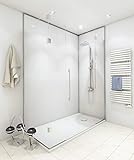 Nordholm SplashBoard Wandpaneele für Bad & Wohnräume | 260x100x1 cm Duschrückwand | Wandverkleidung aus PVC & zuschneidbar | Kunststoffplatte in Steinoptik | Perlweiß, g
