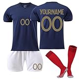 Fußballtrikot mit Namen Personalised Football Jersey Set 25/24 Home/Away Football Tracksuit Sports Shirt Boy Training T-Shirts Shorts and Socks Suit with DIY Name Numb