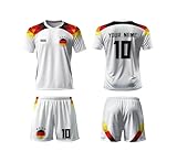 WeiaiziY Deutschland Trikot kinder,2024 Deutschland Fußball Trikot Set,Personalisierte Trikot Set mit Eigenem Namen & Nummer,Team-Logo,Fußball Geschenk für Kinder,Herren,Jung